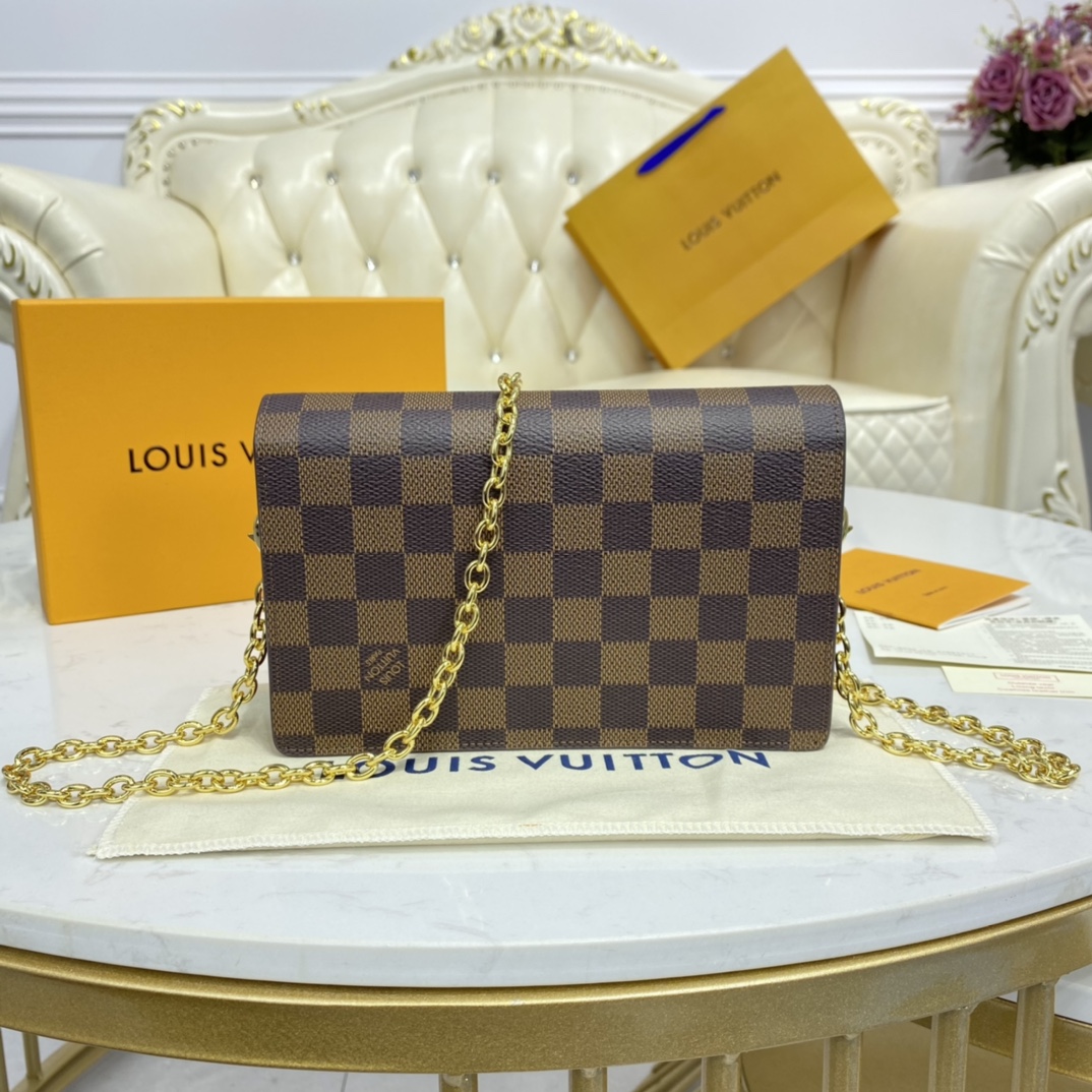 Louis Vuitton VAVIN CHAIN WALLET Handbag Damier Ebene N60222